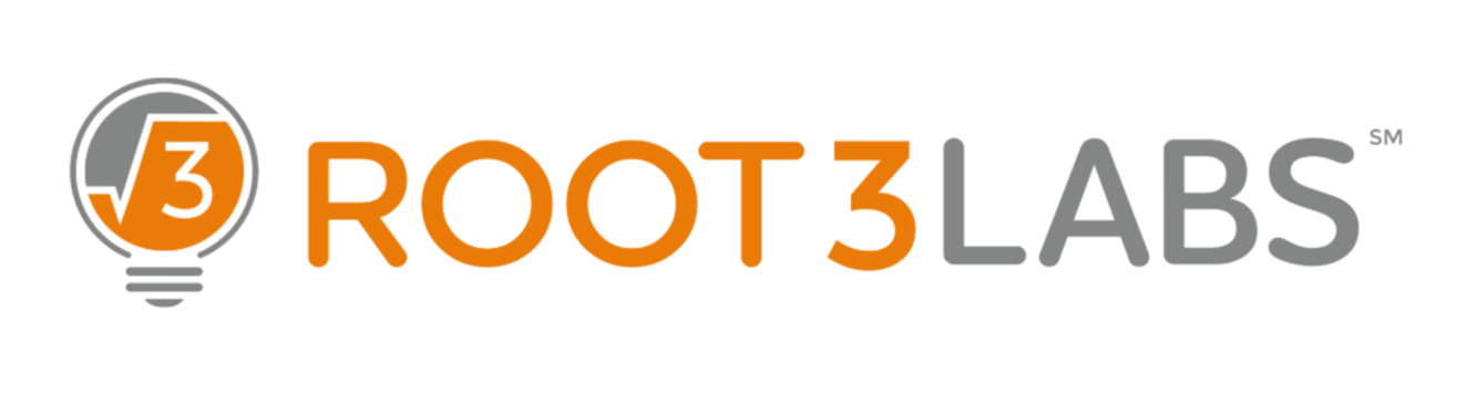 Logo of Root3 Labs with orange text and light bulb icon.